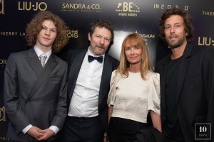 Samuel Kircher, Jérôme Kircher, Axelle Laffont et Romain Sichez - Soirée à la suite Sandra & Co lors du 76ème Festival International du Film de Cannes le 25 mai 2023. © Aurelio Stella